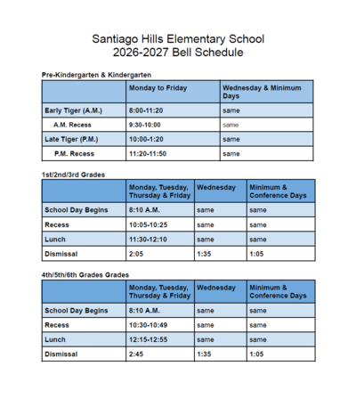 2026-2027 Bell Schedule
